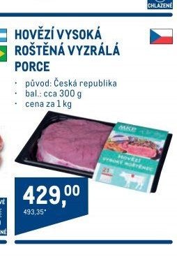 HOVĚZÍ VYSOKÁ ROŠTĚNÁ VYZRÁLÁ PORCE