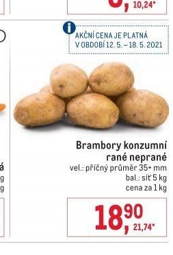 Brambory konzumní rané neprané