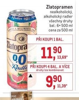 Zlatopramen nealkoholický, alkoholický radler