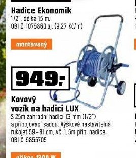 Kovový vozík na hadici LUX