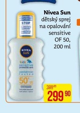 Nivea Sun dětský sprej na opalování sensitive OF 50, 200 ml