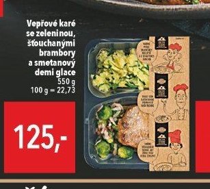 Vepřové karé se zeleninou, šťouchanými brambory a smetanový demi glace