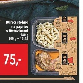 Kuřecí stehno na paprice s těstovinami