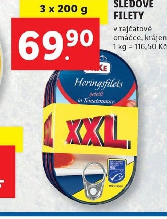 Sleďové filety v rajčatové omáčce