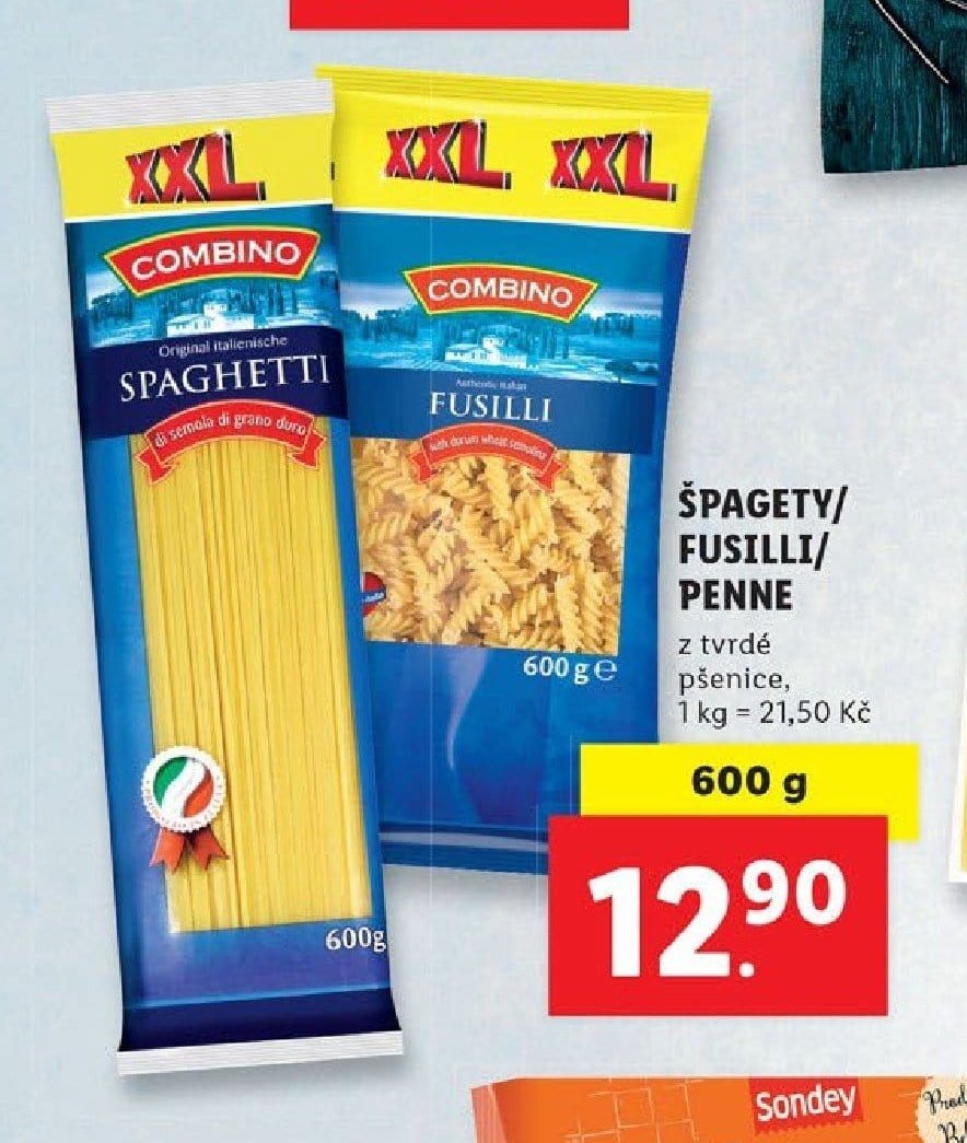 Špagety / Fusilli / Penne
