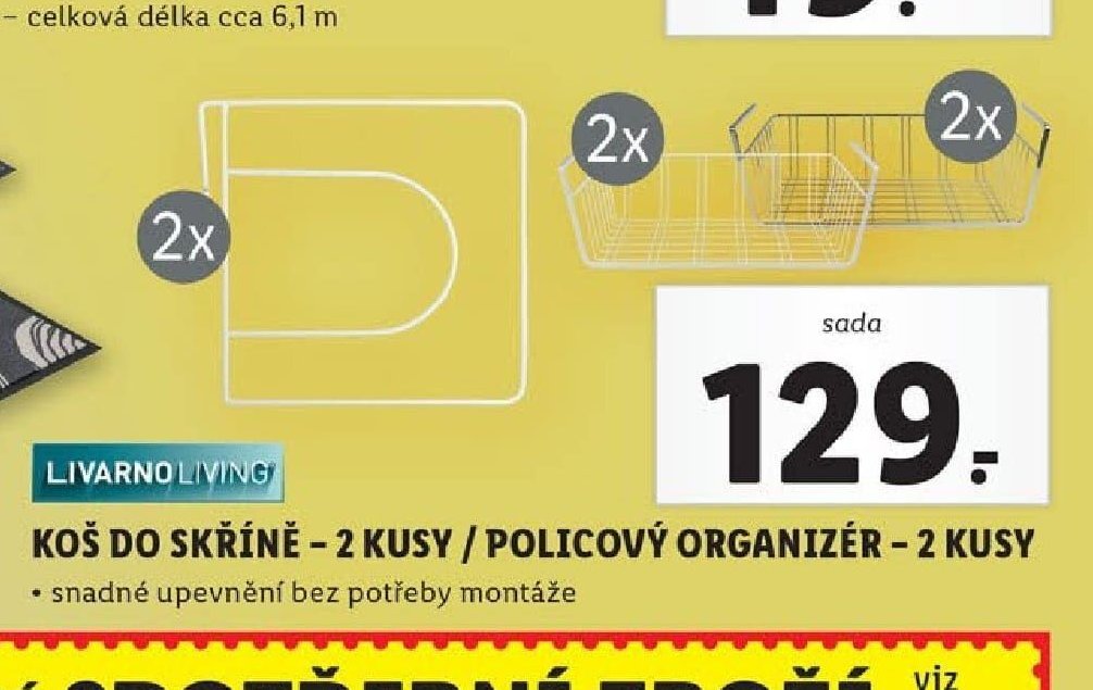 Koš do skříně - 2 kusy / policový organizér - 2 kusy
