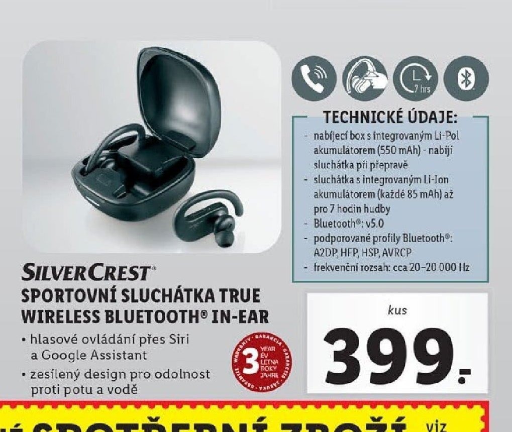 SilverCrest sportovní sluchátka True Wireless Bluetooth In-Ear