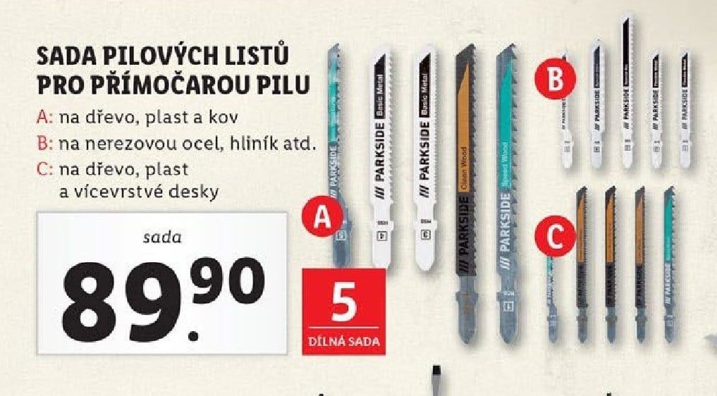 Sada pilových listů pro přímočarou pilu