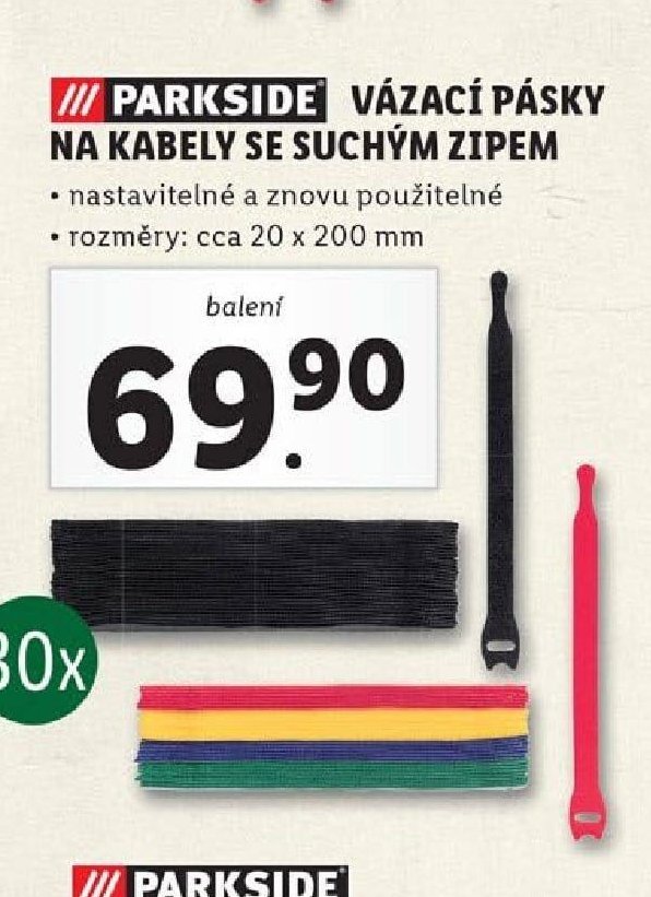 PARKSIDE VÁZACÍ PÁSKY NA KABELY SE SUCHÝM ZIPEM