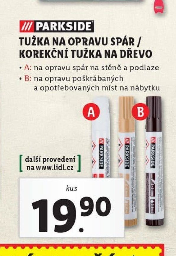PARKSIDE TUŽKA NA OPRAVU SPÁR / KOREKČNÍ TUŽKA NA DŘEVO
