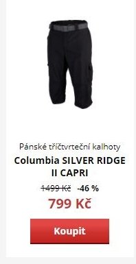 Pánské tříčtvrteční kalhoty Columbia SILVER RIDGE II CAPRI