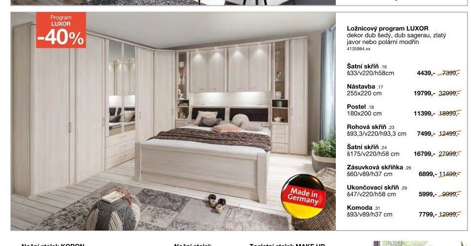 Ložnicový program LUXOR - Sconto nábytek akcniletaky.com