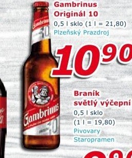 Pivo světlé výčepní Originál 10° Gambrinus