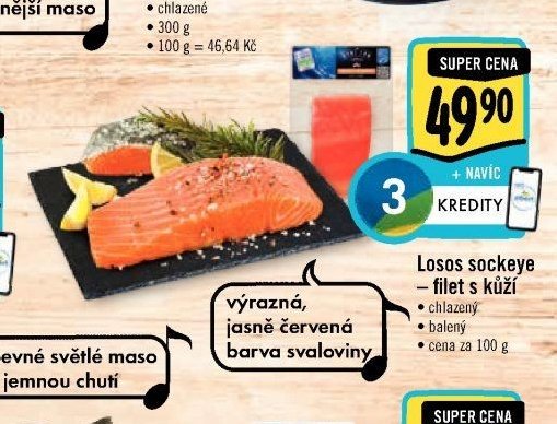 Losos sockeye - filet s kůží