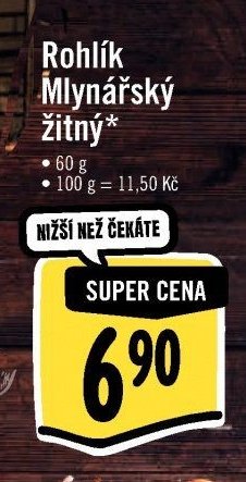 Rohlík Mlynářský žitný