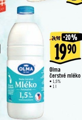 Mléko čerstvé Olma - 1,5% polotučné