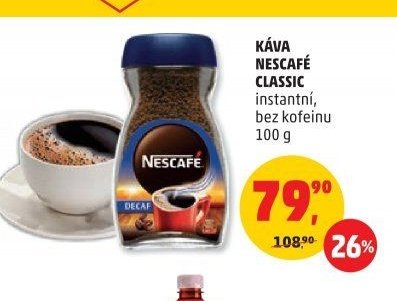 KÁVA NESCAFÉ CLASSIC instantní, bez kofeinu