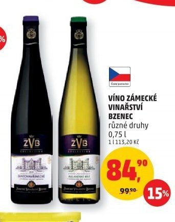 VÍNO ZÁMECKÉ VINAŘSTVÍ BZENEC různé druhy