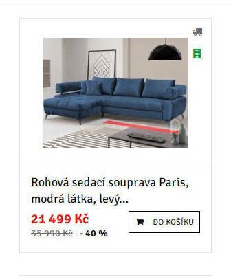 Rohová sedací souprava Paris, modrá látka, levý... - ASKO akcniletaky.com