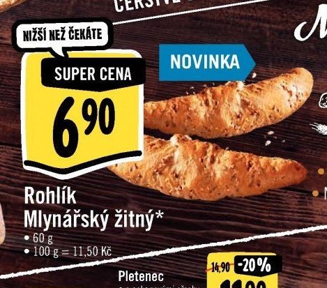Rohlík Mlynářský žitný