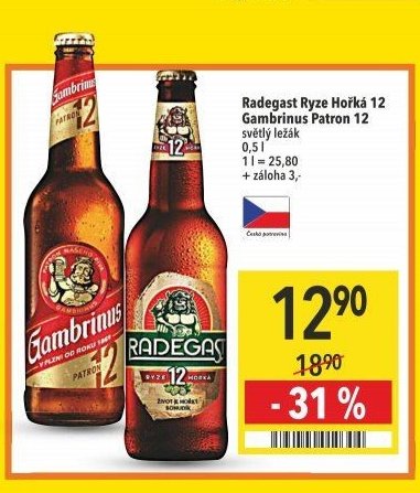 Radegast Ryze Hořká 12, Gambrinus Patron 12