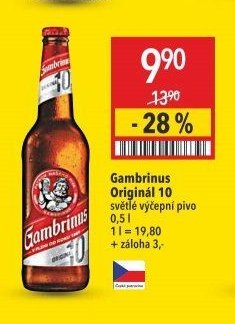 Gambrinus Originál 10 světlé výčepní pivo