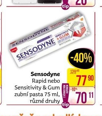 Sensodyne Rapid nebo Sensitivity & Gum zubní pasta 75 ml