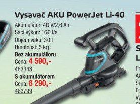 Vysavač AKU PowerJet Li-40 - UNI HOBBY akcniletaky.com