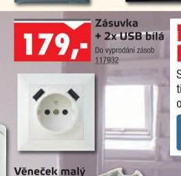Zásuvka + 2x USB bílá - UNI HOBBY akcniletaky.com