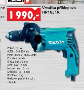 Vrtačka příklepová HP1631K - UNI HOBBY akcniletaky.com