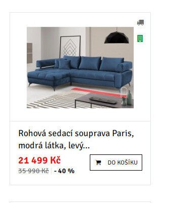 Rohová sedací souprava Paris, modrá látka, levý... - ASKO akcniletaky.com