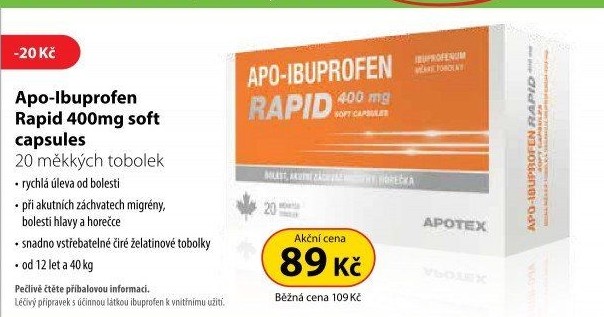 Kapsle proti bolesti 400mg Apo-Ibuprofen Rapid Apotex