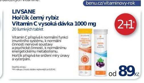 LIVSANE Hořčík černý rybíz Vitamin C vysoká dávka 1000 mg 20 šumivých tablet
