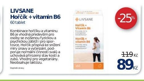 LIVSANE Hořčík + vitamin B6 60 tablet