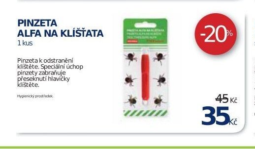 PINZETA ALFA NA KLÍŠŤATA