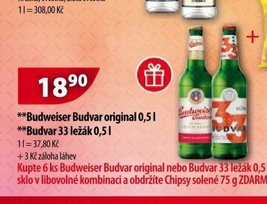 Budweiser Budvar original 0,5 l / Budvar 33 ležák 0,5 l