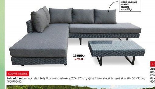 Zahradní set, umělý ratan šedý / kovová konstrukce - ASKO akcniletaky.com