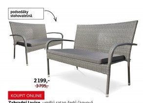 Zahradní lavice, umělý ratan šedý / kovová konstrukce, 120 x 94 x 63 cm - ASKO akcniletaky.com