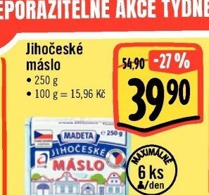 Máslo Jihočeské Madeta