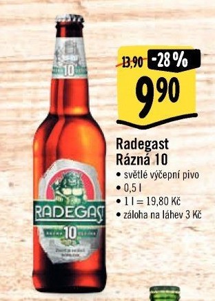 Pivo světlé výčepní Rázná 10° Radegast
