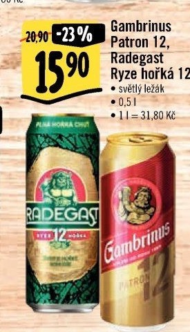 Pivo světlý ležák 12° Patron Gambrinus