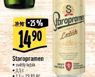 Pivo světlý ležák Staropramen