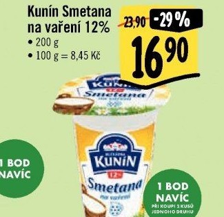 Smetana na vaření Kunín 12%