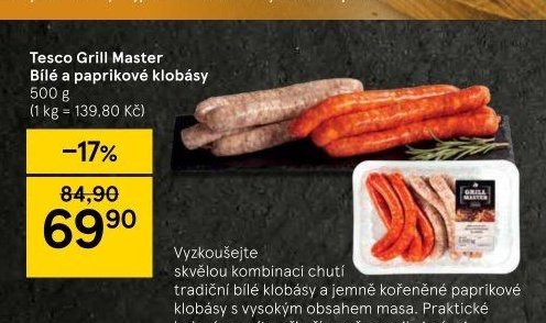 Tesco Grill Master Bílé a paprikové klobásy