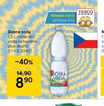 Dobrá voda 1,5 l, minerální voda ochucená