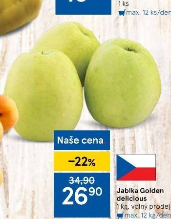 Jablka Golden delicious 1 kg