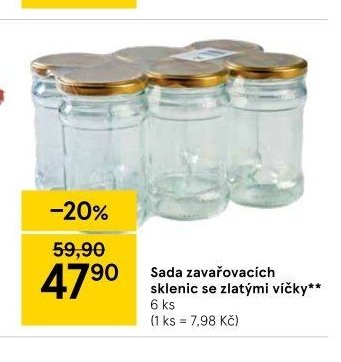 Sada zavařovacích sklenic se zlatými víčky