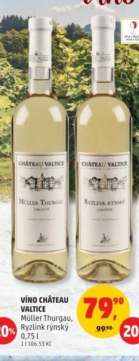 VÍNO CHÂTEAU VALTICE Müller Thurgau, Ryzlink rýnský 0,75 l
