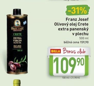 Franz Josef Olivový olej Crete extra panenský v plechu