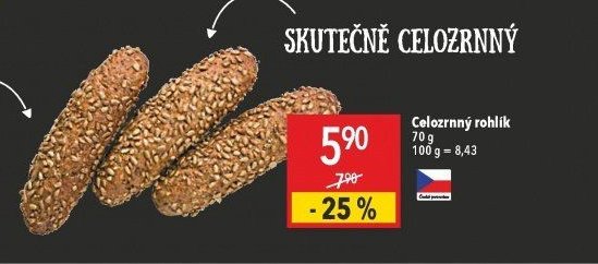 Celozrnný rohlík